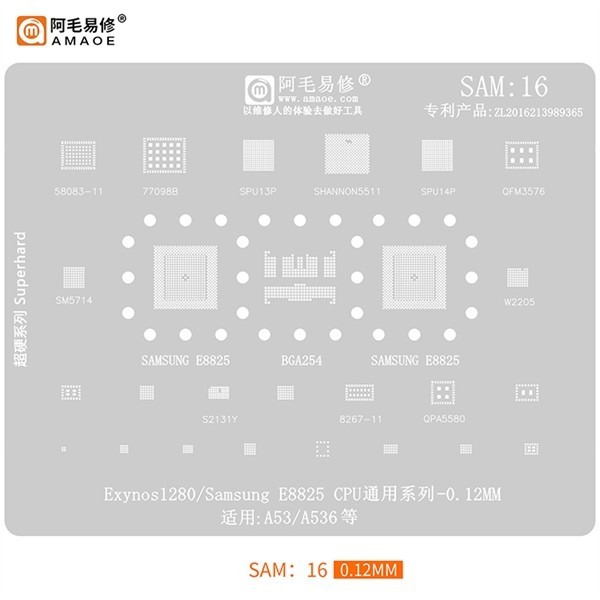 Vỉ làm chân IC Amaoe Sam:16 / Exynos 1280 / E8825 / A53 / A536