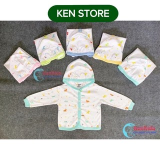 (3-16kg) 1 Áo khoác cotton có nón hoạ tiết cho bé sơ sinh KEN STORE