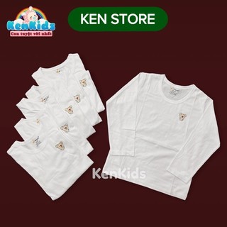 Áo phông trắng tay dài chất mát cho bé gái / bé trai - 1 áo ken store