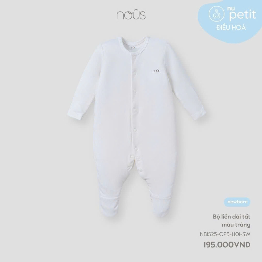 NOUS - Body dài tất màu trắng NB - Nu Petit - NB - SS25.T1A - ài tất màu trắng NB - Newborn