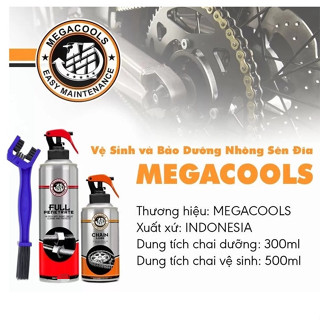 MEGACOOLS Bộ bảo dưỡng sên xích Chai . vệ sinh sên, rửa sên, Chainlube Ultralube Penetrate + bàn chải 3D