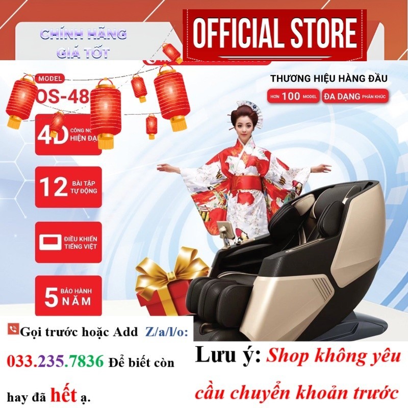 |New| Ghế massage Okinawa Os-488 model 2023, con lăn 4d -