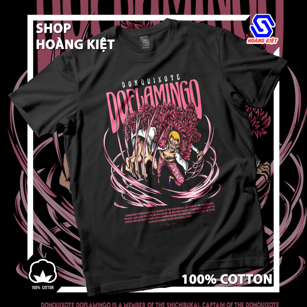 [100% COTTON] Áo phông nhiều màu unisex tay lỡ Anime One Piece nhân vật Donquixote Doflamingo - Áo t