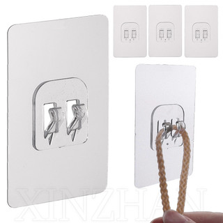 Miếng dán móc cố định kệ treo đa chức năng - Móc dính treo tường trong suốt - Giá để đồ treo tường chống nước - Dụng cụ sắp xếp phòng tắm nhà bếp