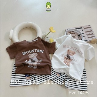 Đồ Bộ Cộc Tay Cho Bé Gái, Bé Trai KIMCHIBABY Chất Cotton Mềm Mại Họa Tiết Gấu Dễ Thương, Bộ Quần Áo Cho Bé CK417