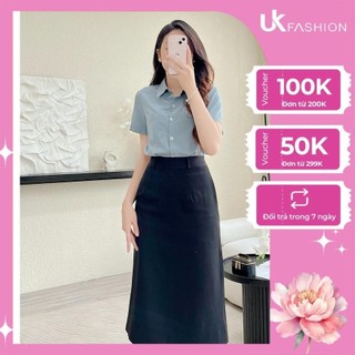Chân Váy Chữ A UK FASHION Thiết Kế Basic Thanh Lịch Chất Vải Nhập Hàn Cao Cấp Không Nhăn UKCV2304002