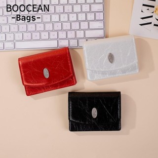 BOOCEAN Ví nữ, Ví đựng tiền xu bằng da PU nhiều thẻ, Ví đựng tiền xu màu trơn có khóa thời trang cho bé gái