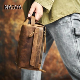 Nasva Da Thật Chính Hãng Retro Nam Túi Xách Lớp Đầu Tiên Da Bò Nữ Túi Đựng Mỹ Phẩm Dung Tích Lớn Túi Tổ Chức Crazy Ho
