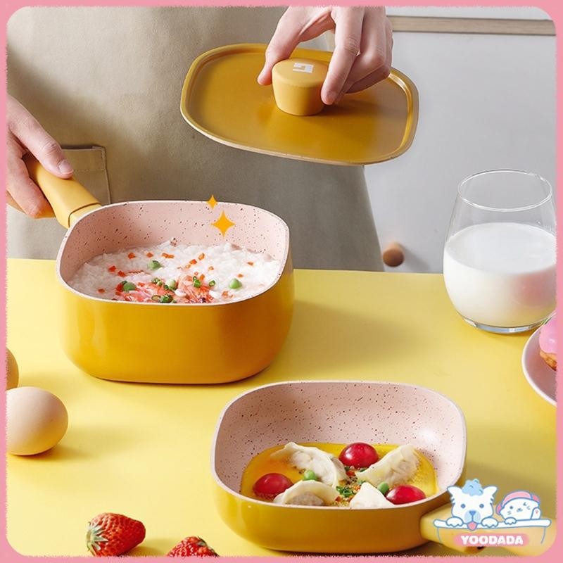 Chảo chiên chống dính Yoo có tay cầm Hỗ trợ trẻ em Làm thức ăn Mì súp Cháo