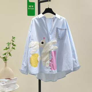Design New Style Top Artistic Chic Shirt Spring Blue Casual Fresh Women Loose Shirt2024 U1X7