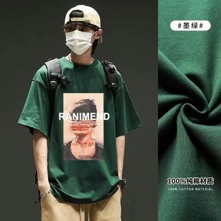 Áo thun Cotton ngắn tay nam thời trang phong cách Hồng Kông mặc dạo phố phong cách mới sang trọng đẹp trai hợp thời trang phổ biến lười biếng 200g tay ngắn Cotton nguyên chất