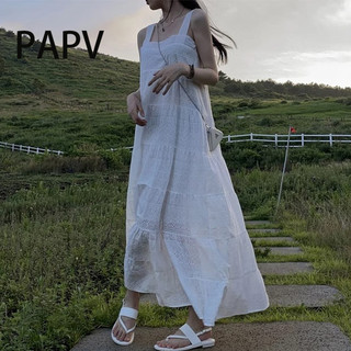 Papv sang trọng Đường viền cổ vuông lộ xương đòn thêu jacquard dây đeo rộng 2104
