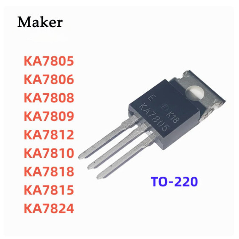 5 Cái KA7805 KA7806 KA7808 KA7809 KA7812 KA7810 KA7818 KA7815 KA7824 TO-220 Cắm Thẳng Ba Thiết Bị Đầ