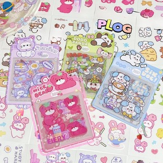 Sticker gói 20 tấm hình hoạt hình gấu dâu gấu trúc