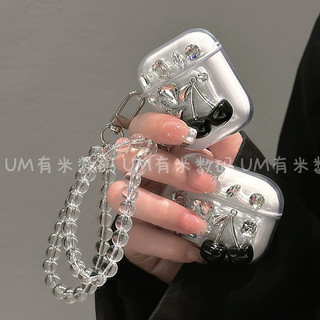 Vỏ Airpods 1 / 2 / 3 & Airpods Pro / Pro 2 Vỏ kim cương anh đào thủ công có dây Silicone Airpod I12 Cover & I13 Airpod 3 Hype Vỏ thời trang