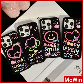 Mowin - Dành cho iPhone 15 Pro max vỏ Iphone TPU đen bóng Trường hợp mềm Bảo vệ chống sốc Máy ảnh hoa tình yêu mặt cười Tương thích với iPhone 14 13 12 Pro Max 11 XR XS Max 7 8Plus