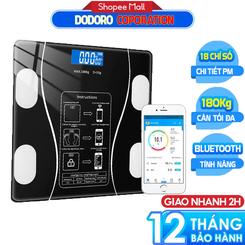 [BH 1 NĂM] Cân điện tử Bluetooth thông minh DODORO BL998 đo thông số cơ thể INBODY - BẢO HÀNH 1 NĂM