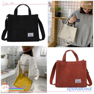 Túi xách đeo chéo vai nhỏ cotton corduroy đơn giản có dây kéo phong cách cổ điển dành cho nữ