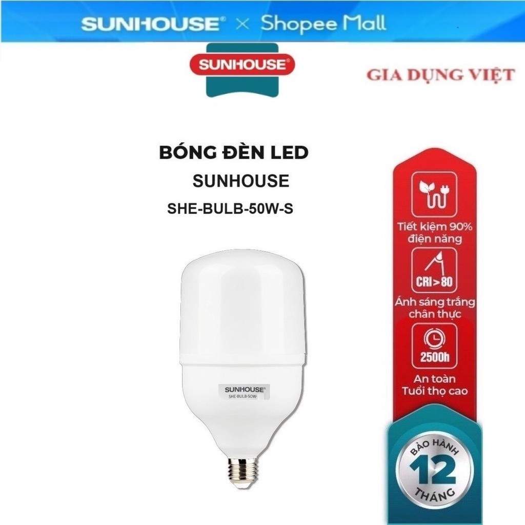 Bóng Đèn LED bulb Spec Sunhouse 50W  SHE-BULB-50W-S, Tuổi thọ lên đến 25.000 giờ, Chip LED chất lượn