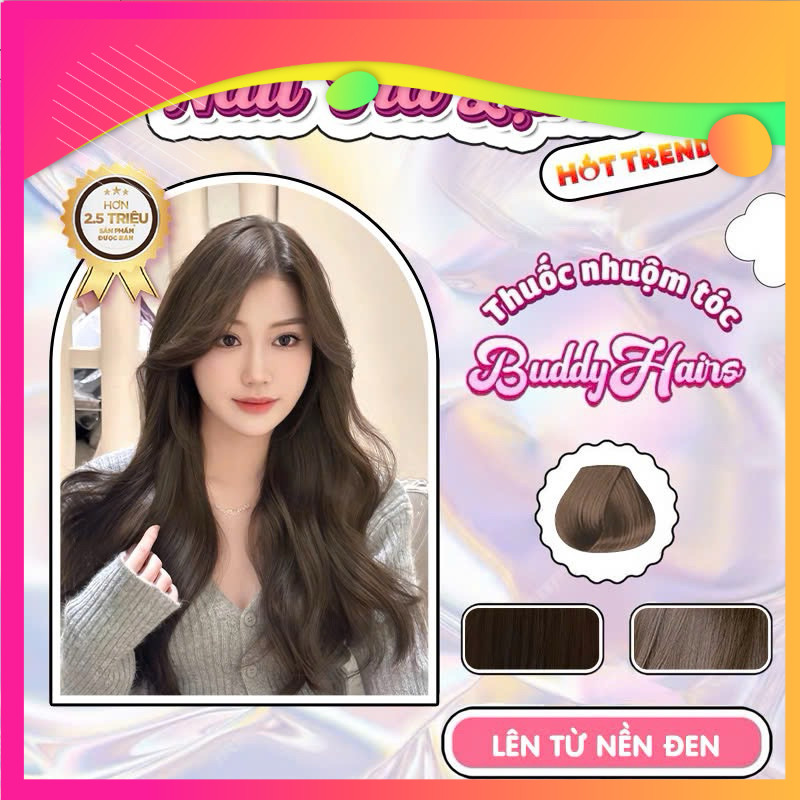 Thuốc nhuộm tóc Nâu Trà Lạnh không cần dùng Thuốc tẩy tóc Buddyhairs, Buddy.hairs, Buddyhair