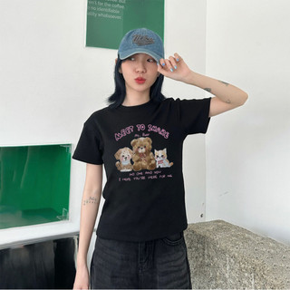 Áo Thun Baby Tee Nữ Tay Ngắn DaaLaa Store Cổ Tròn In Hình Gấu Ms.Buar A52015