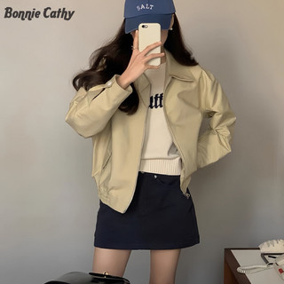  Bonnie Cathy  Áo khoác bảo hộ lao động ngắn Áo khoác bóng chày dáng rộng thông thường dành cho nữ 
