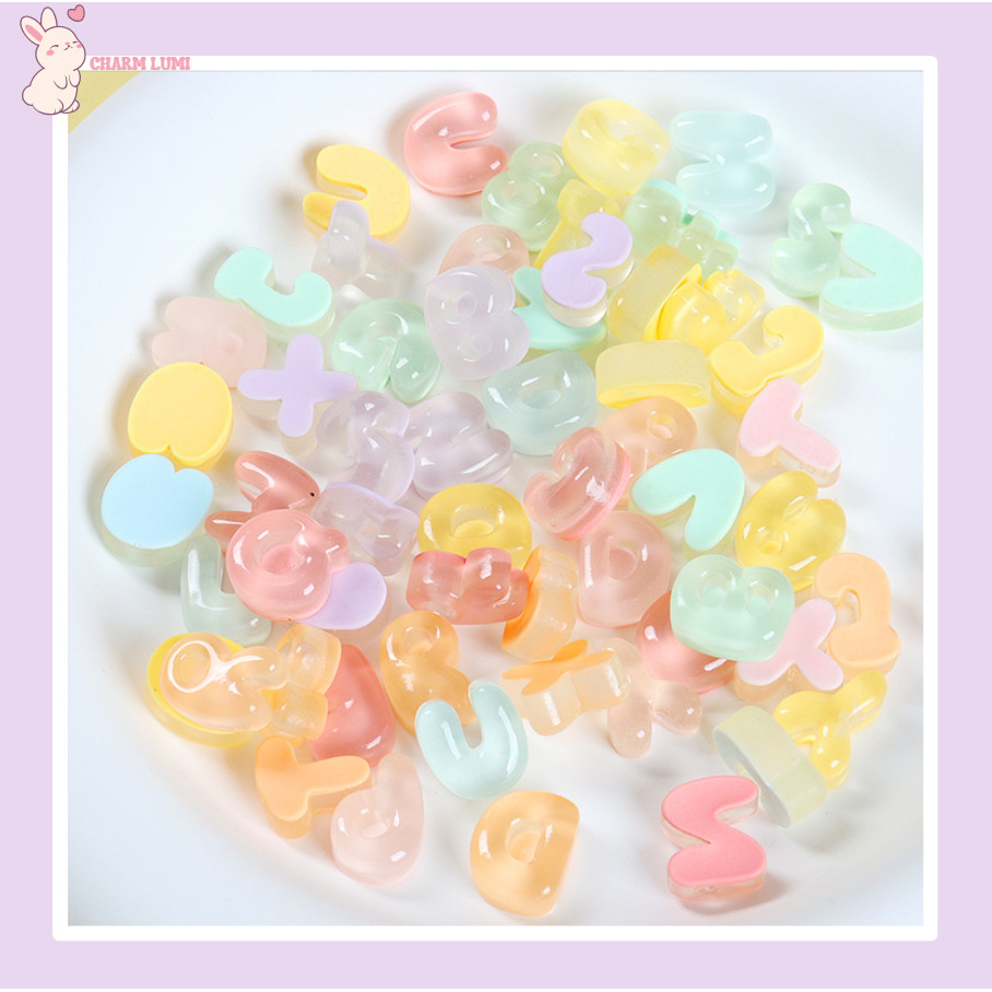 Charm Chữ Trong Mini Trang Trí,Handmade Ốp Lưng,Bình Nước,Nón Bảo Hiểm,DIY Không Keo-Charm Lumi