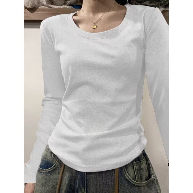【100% cotton】Áo baby tee Áo croptop Tay Dài  Áo Sơ Mi Nữ Mới Áo Thun Dáng Ôm Thời Trang Thu Đông 2024 Cho Nữ | BigBuy360 - bigbuy360.vn
