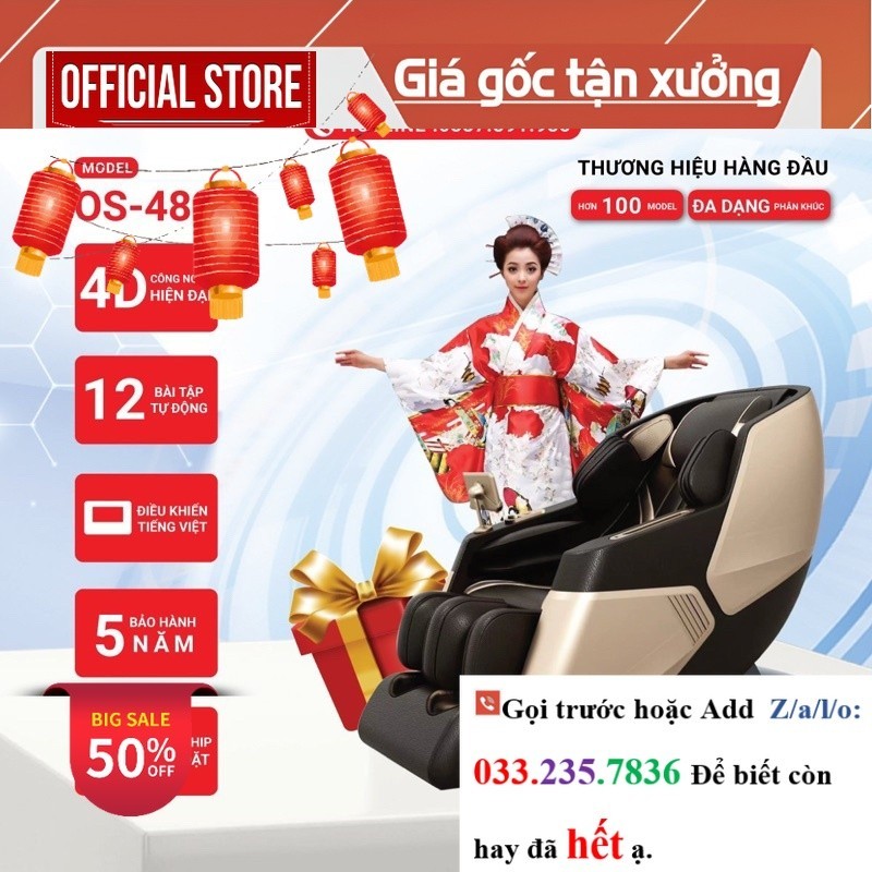 Ghế massage Okinawa Os-488 model 2023, con lăn 4d - <new