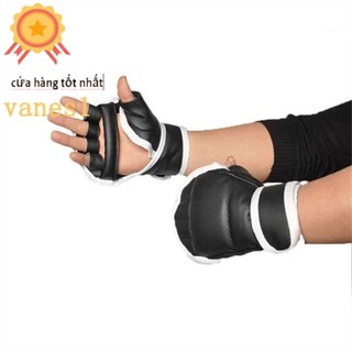 Găng tay đấm bốc VANES1, Găng tay đấm bốc da PU màu đen Nam, Thiết bị thể thao Găng tay tập đấm bốc nửa ngón tay Thái