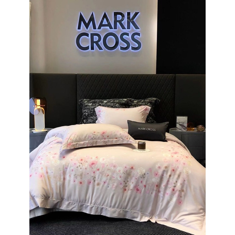 Bộ chăn ga gối Tencel Mark Cross 80S in hoa văn mới 2024