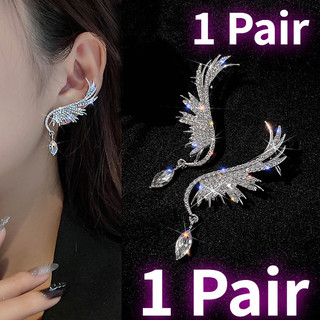 Cô gái cánh bạc bông tai flash cánh kim cương thả bông tai đôi cánh thiên thần đầm zircon bông tai