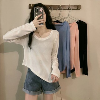 Áo sơ mi dệt kim dài tay dáng rộng mùa xuân hè thời trang
