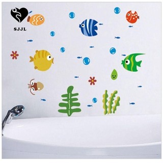 SJJL Dán Tường Bể Bơi Chống Thấm Nước Phòng Bé Hoạt Hình Decal Phòng Trẻ Em Phòng Tắm Trang Trí Cá