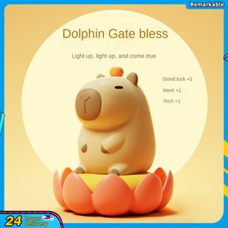 Dễ thương capybara silicone ngủ đèn ngủ usb sạc có thể điều chỉnh độ sáng để bàn đèn ngủ tiktok hoạt hình thời gian đèn phòng trẻ em đèn khí quyển