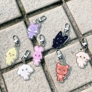 Kpop Idol ATEEZ Móc khóa Aniteez Acrylic Hai mặt Sandwich Móc khóa Mặt dây chuyền
