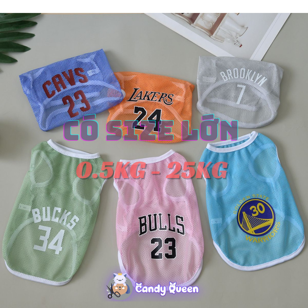 Áo Lưới Cho Chó Mèo Thú Cưng Áo Ba Lỗ Lưới Thoáng Khí Họa Tiết Bóng Rổ Thể Thao Thời Trang Mùa Hè