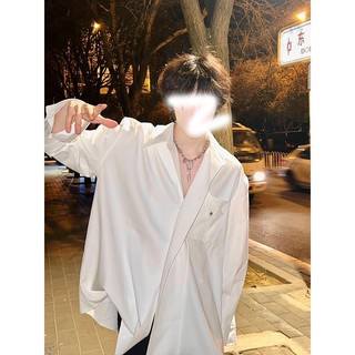 Áo sơ mi nam ice silk miếng lót vai thiết kế mùa hè sense ruffian đẹp trai cao cấp không đều áo sơ mi tóc thương hiệu quần áo nam