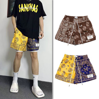 Quần Short Bóng Rổ Nam Mỹ Xu Hướng Đường Phố Colorblock Hoa Điều In Hình Quần Short Trên Đầu Gối Hip Hop Mùa Hè Nhanh Khô Rời Bóng Rổ Quần Ngắn Màu Nâu