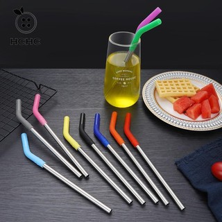HCHC 2 Ống Hút Kim Loại, Ống Hút Inox 8mm Có Thể Tháo Rời, Bề Mặt Mịn Bền Đẹp Có Thể Tái Sử Dụng Với Đầu Silicon Stanley Cup Ống Hút Nước