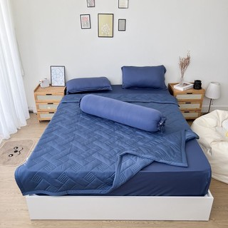 Bộ chăn ga gối REE Bedding XÁM XANH chần bông chất thun lạnh TL262 đủ size giường nệm M3