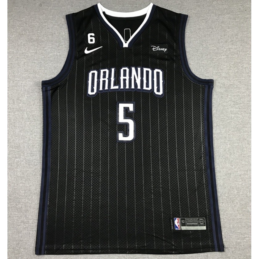 2023 mùa giải mới nam Orlando Magic 5 Paolo Banchero thêu áo bóng rổ jersey sọc đen