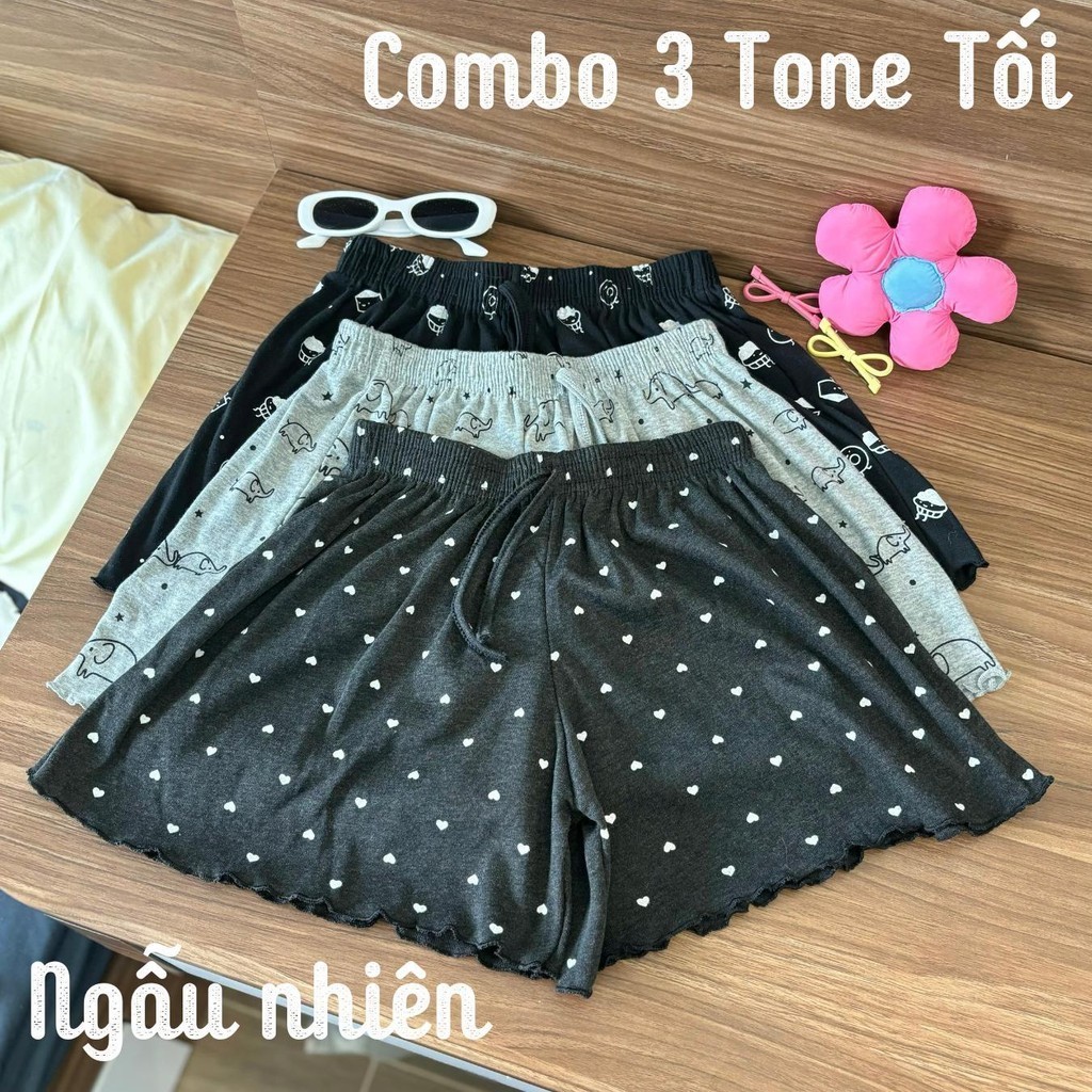 Combo 3 quần đùi cotton Ngẫu Nhiên chất mát, quần ngủ nữ chất cotton mềm mại, họa tiết dễ thương | BigBuy360 - bigbuy360.vn