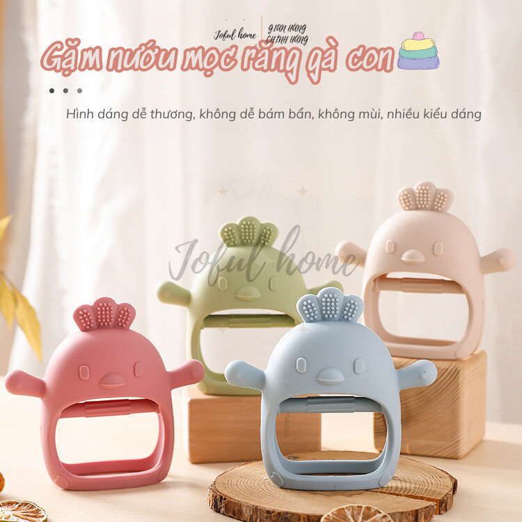 Gặm Nướu Đồ chơi Cầm Tay Silicon cho bé Joful home Thiết Kế Hình Gà Con Dày Dặn Chống Rách An Toàn N