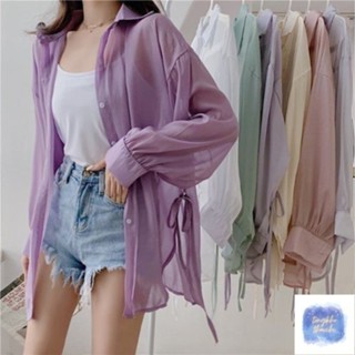 Áo Sơ Mi Voan Mỏng, Áo Khoác Sơ Mi Tay Dài Chống Nắng Thoáng Khí Dáng Dài Buộc Dây Nhiều Màu 2024 / Tổng Kho Thảo Chi