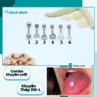 Khuyên Lưỡi- đeo má lúm...chất liệu thép không rỉ Titanium