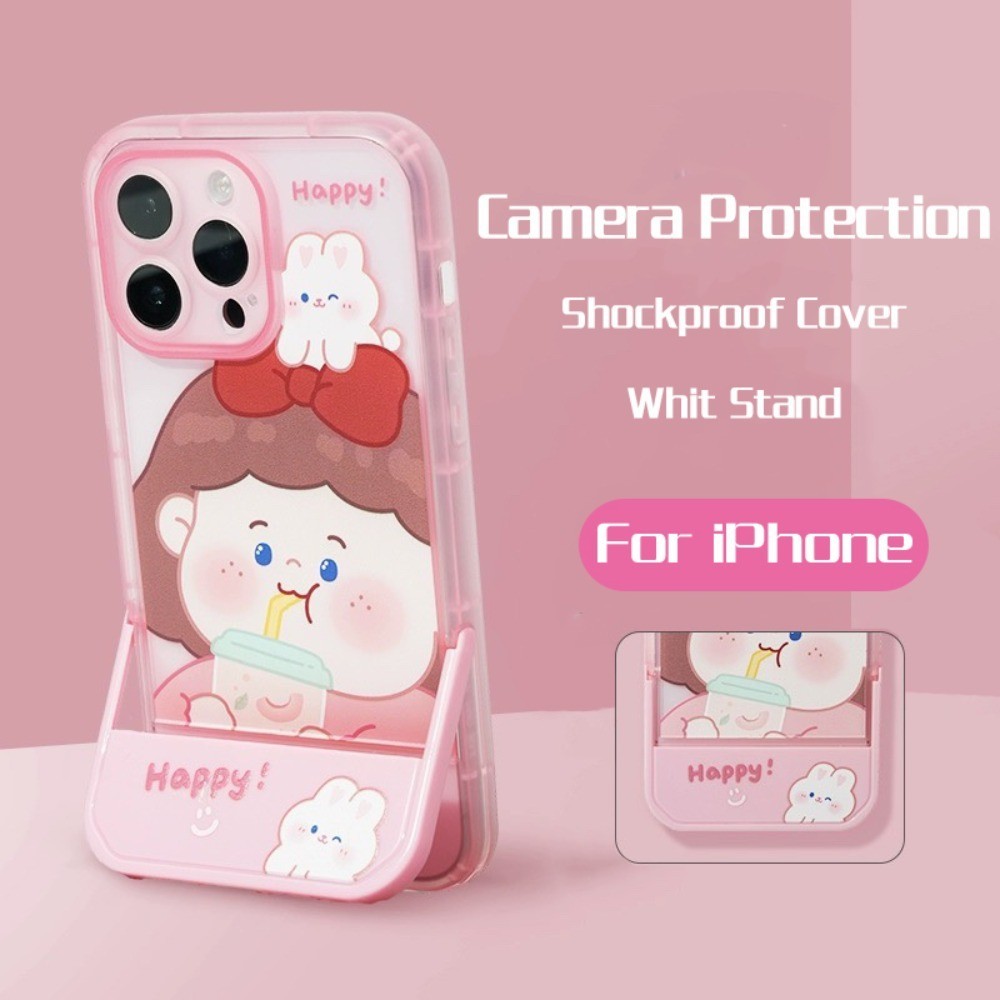 Ốp Điện Thoại Tpu Mềm Có Giá Đỡ Điều Chỉnh 2 Trong 1 Hình Cô Gái Mập Đáng Yêu Cho Iphone 13 12 11 Pro Max X Xr 8 7 Plus