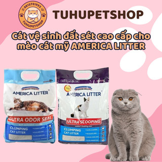 Cát vệ sinh đất sét cao cấp cho mèo cát mỹ america litter - gói 10l