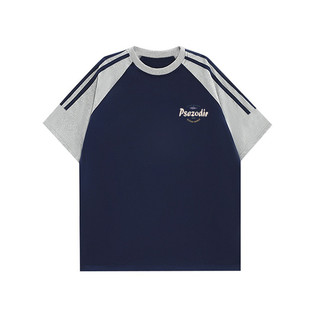 SELVZE Áo thun cotton nguyên chất màu tương phản thời trang cổ điển dáng rộng sọc ngắn tay giản dị, phong cách unisex