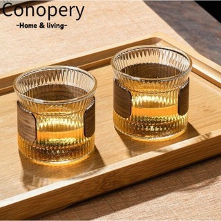 Thủy tinh, Cốc thủy tinh tay bằng gỗ, Bộ thủy tinh trong suốt